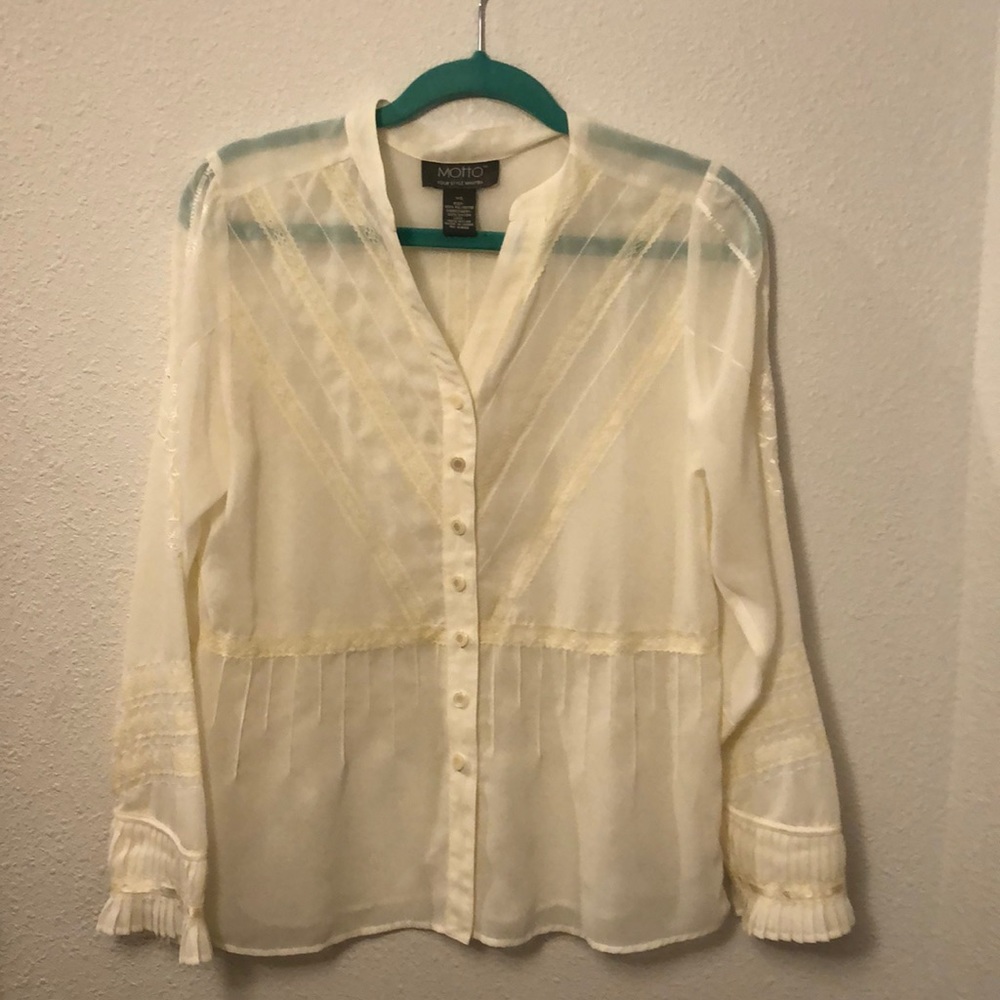 Motto Your Style Mantra long sleeve sheer blouse